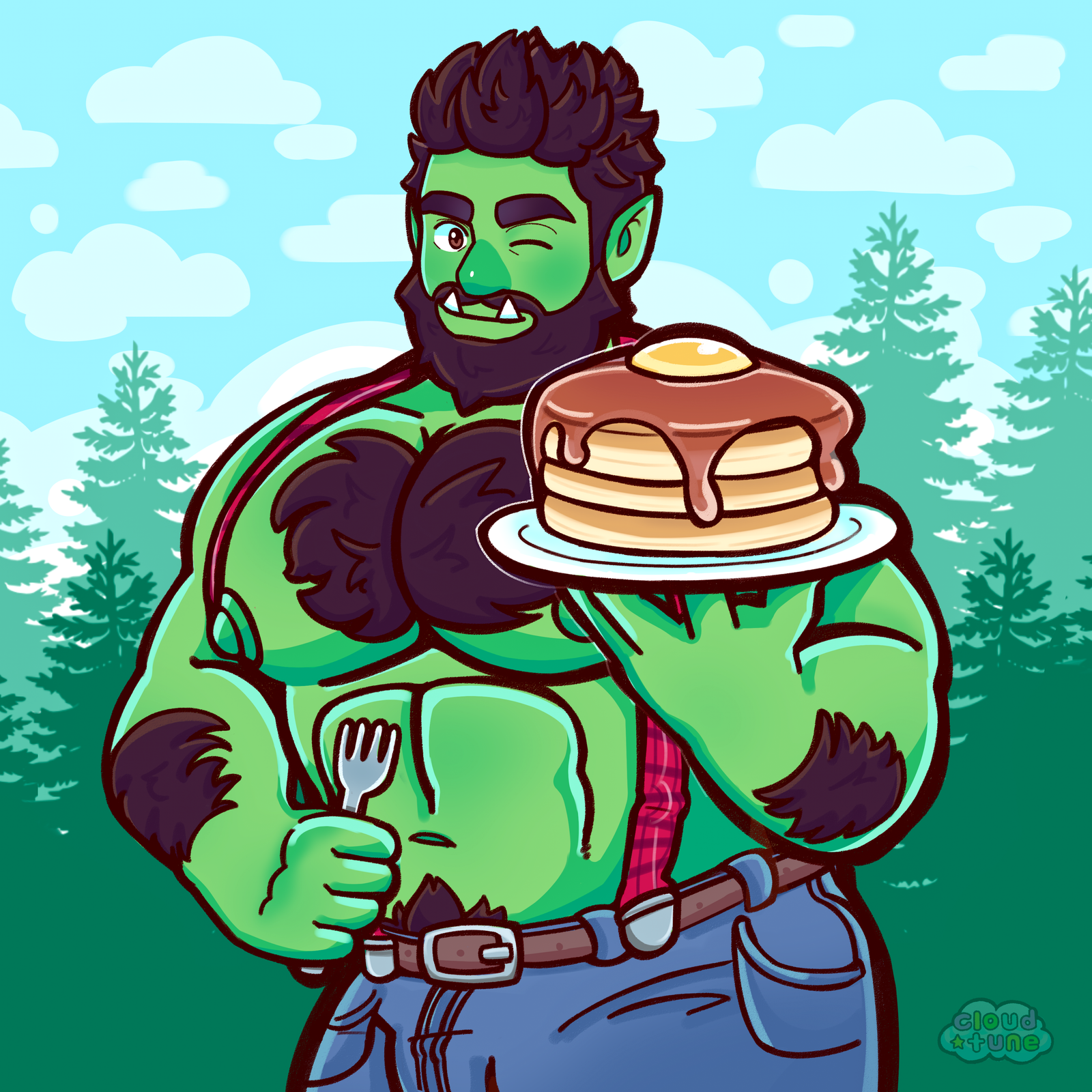 AC1011A LUMBERJACK by CLOUDTUNE is artwork digitally printed on apparel and bags: t-shirt, tank, hoodie, denim jacket. black, white, red, blue, stonewash. S-3x. USA printed; Ships USA & Interntl. You can also upload your own art