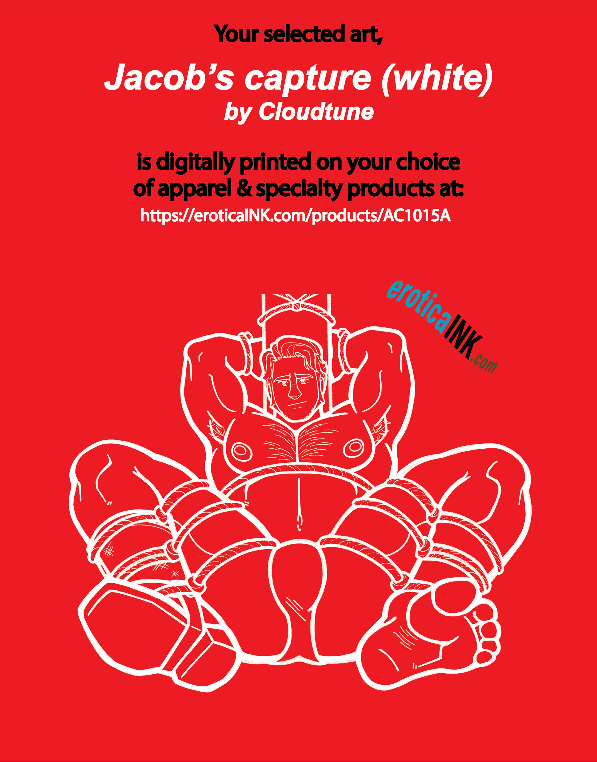 AC1015A JACOBS CAPTURE (WHITE) by CLOUDTUNE is artwork digitally printed on apparel and bags: t-shirt, tank, hoodie, denim jacket. black, white, red, blue, stonewash. S-3x. USA printed; Ships USA & Interntl. You can also upload your own art