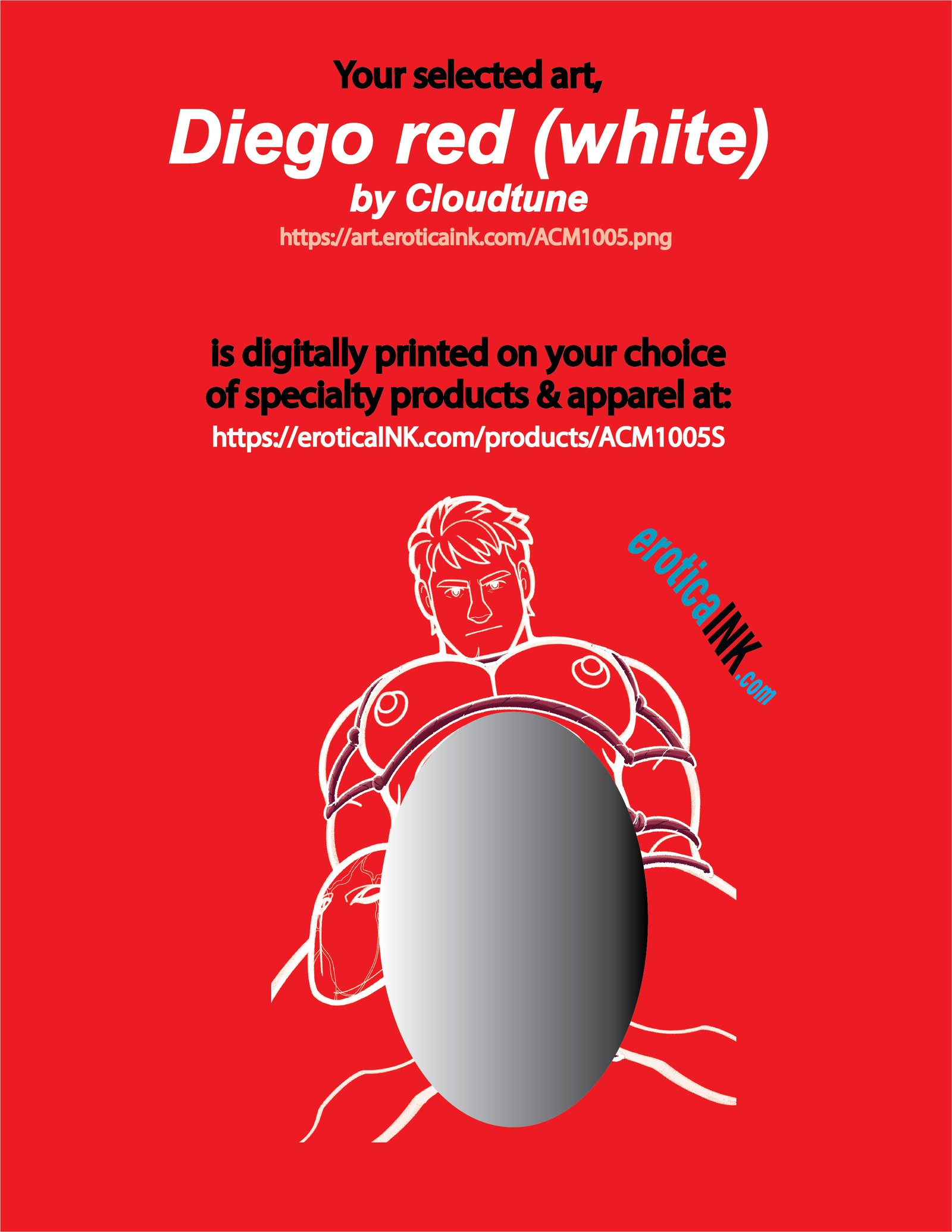 ACM1005ALUM Diego red (white) BY CLOUDTUNE is artwork digitally printed on aluminum sheet