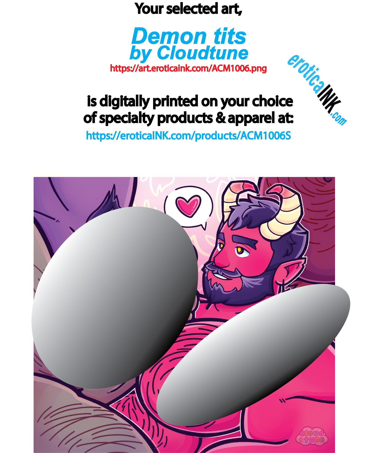 ACM1006CANV DEMON TITS BY CLOUDTUNE is artwork digitally printed on framed canvas