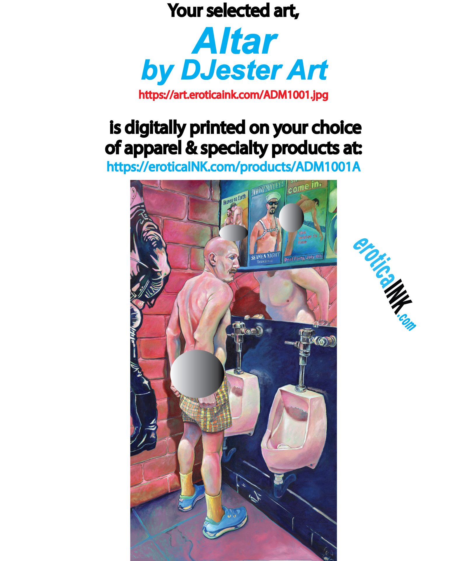 ADM1001A ALTAR BY DJESTER ART is artwork digitally printed on apparel and bags: t-shirt, tank, hoodie, denim jacket. black, white, red, blue, stonewash. S-3x. USA printed; Ships USA & Interntl. You can also upload your own art