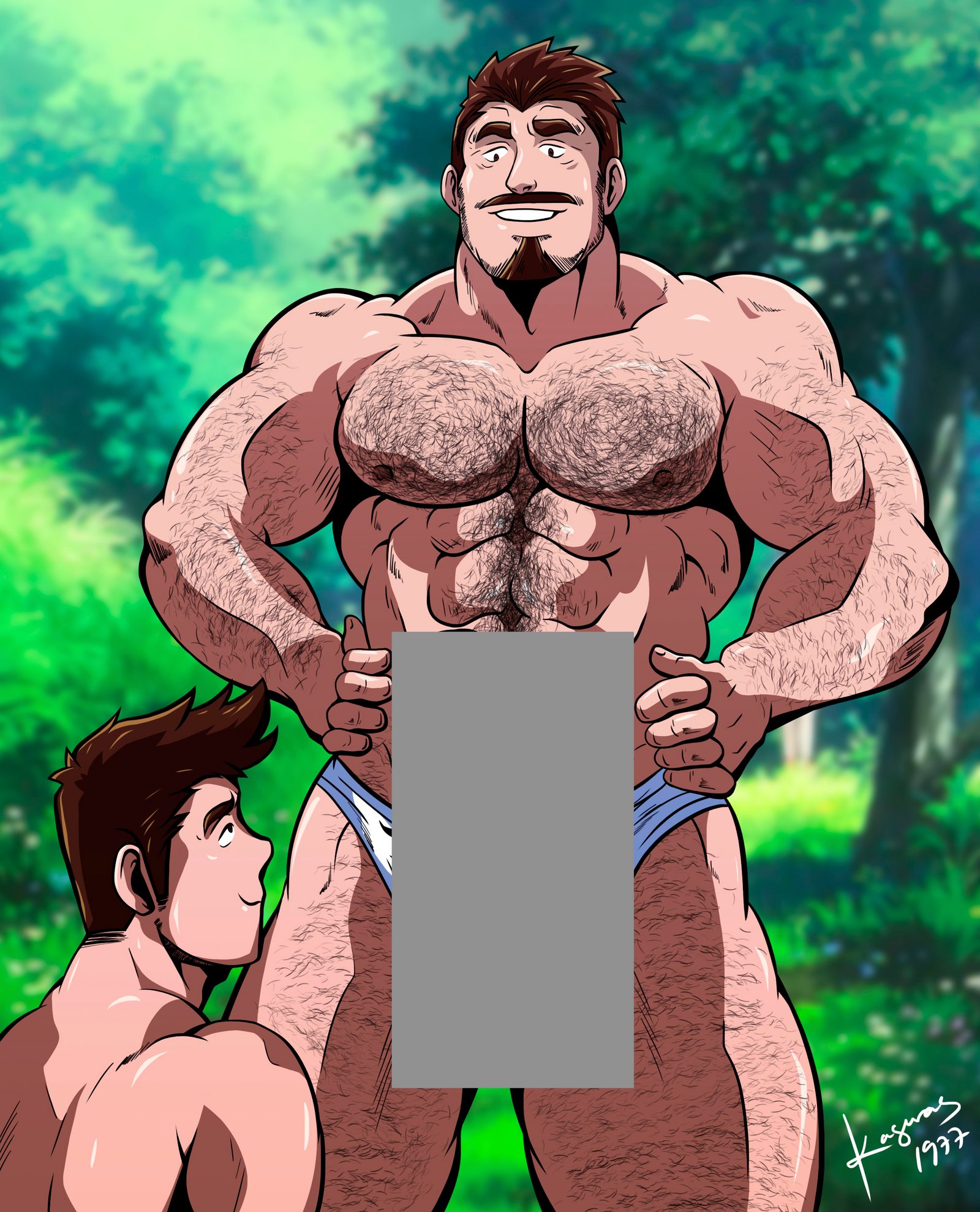 AKM1009S DAD AND SON by Kagura1977 is artwork digitally printed on specialty items: canvas, bags, BDSM paddle, cutting boards, mugs, coasters, pillow cases, towels, J💦zz rag, bath mats, puzzle, phone case, hats, mousepad