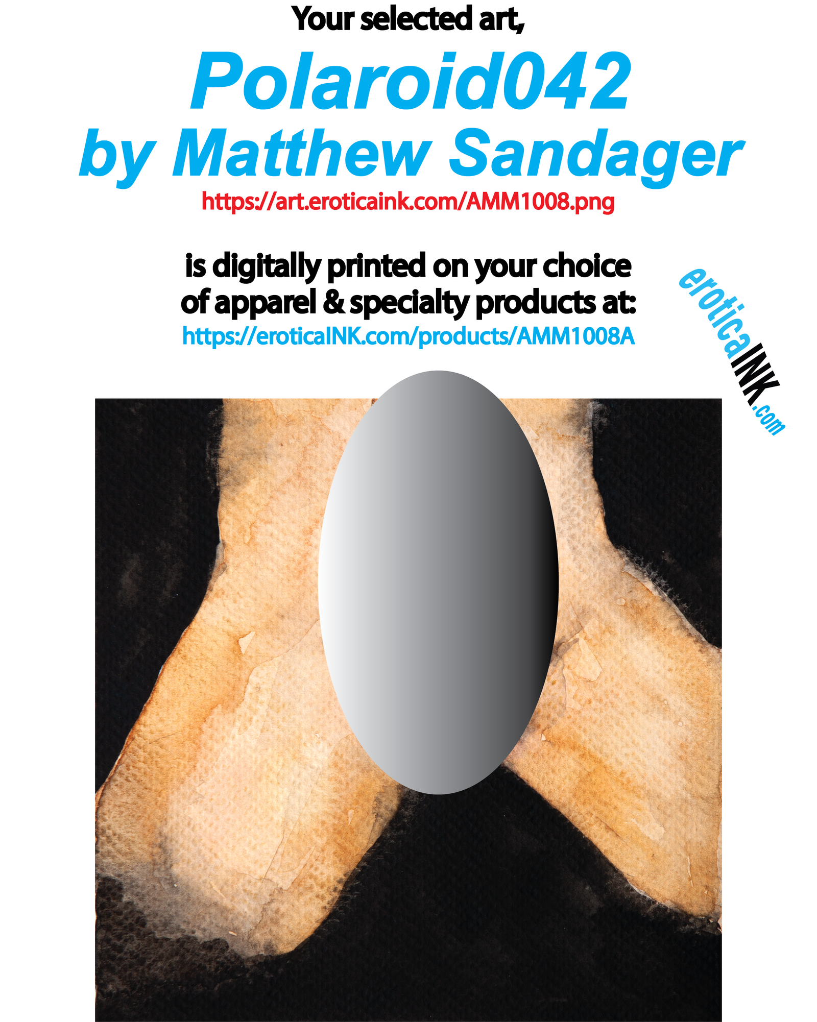 AMM1008A POLAROID042 BY MATTHEW SANDAGER is artwork digitally printed on apparel and bags: t-shirt, tank, hoodie, denim jacket. black, white, red, blue, stonewash. S-3x. USA printed; Ships USA & Interntl. You can also upload your own art