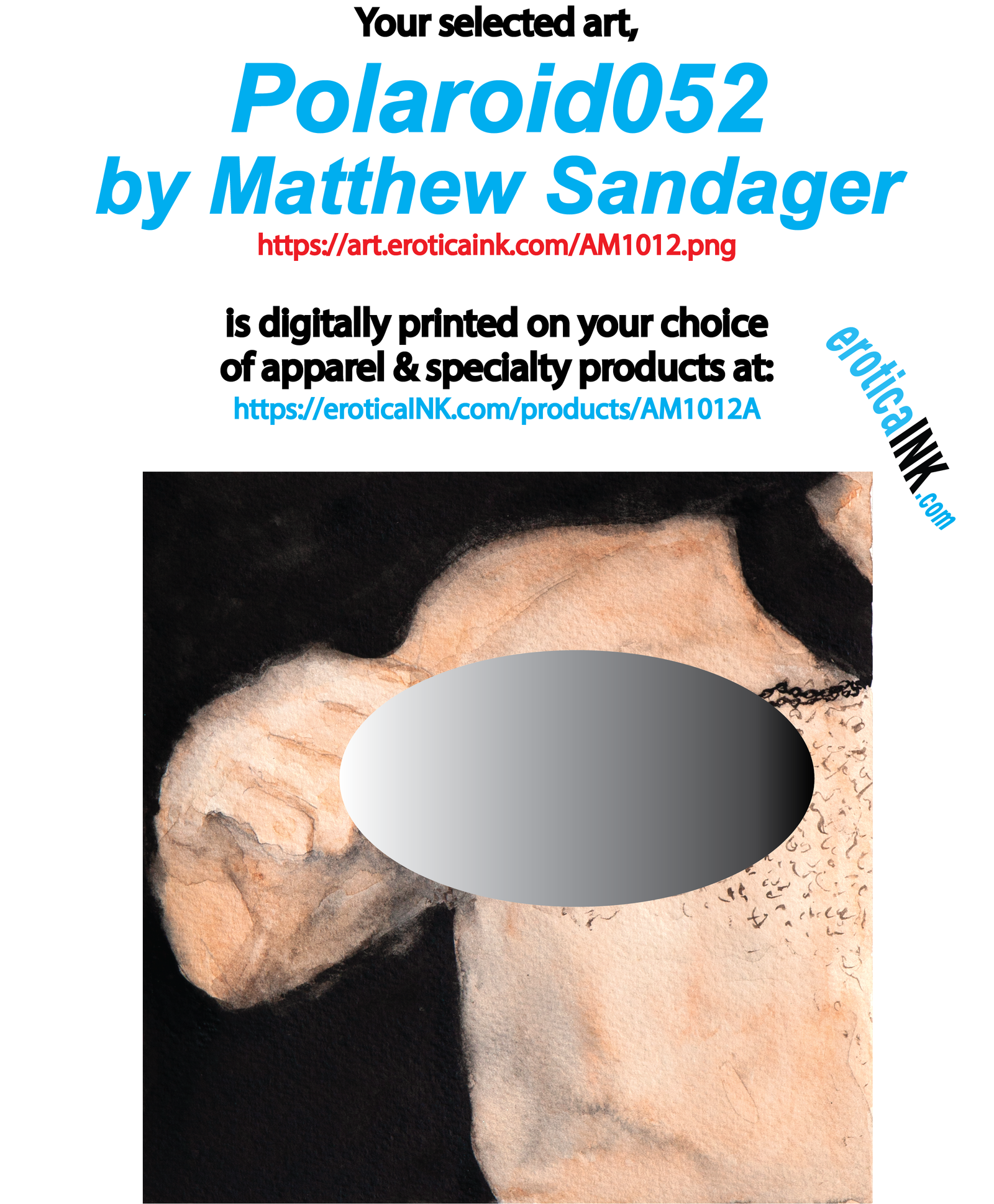 AMM1012A POLAROID052 BY MATTHEW SANDAGER is artwork digitally printed on apparel and bags: t-shirt, tank, hoodie, denim jacket. black, white, red, blue, stonewash. S-3x. USA printed; Ships USA & Interntl. You can also upload your own art