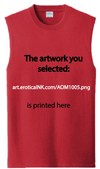 AOM1005A SAINT BASTIAN by OH MY GUY is artwork digitally printed on apparel and bags: t-shirt, tank, hoodie, denim jacket. black, white, red, blue, stonewash. S-3x. USA printed; Ships USA &amp; Interntl. You can also upload your own art
