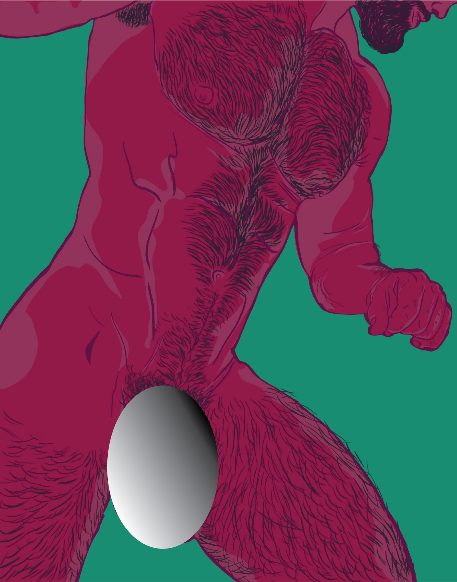 AOM1013A HAIRY CHEST by Oh My Guy is artwork digitally printed on apparel and bags: t-shirt, tank, hoodie, denim jacket. black, white, red, blue, stonewash. S-3x. USA printed; Ships USA & Interntl. You can also upload your own art