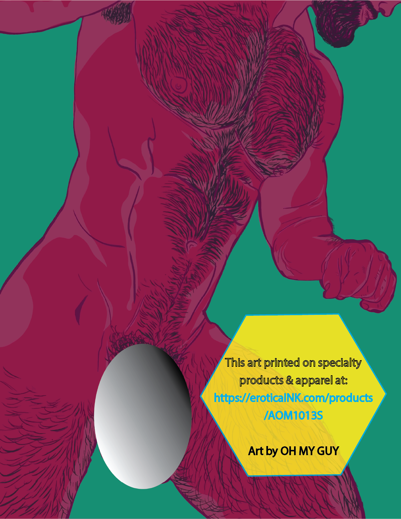 AOM1013S HAIRY CHEST by OH MY GUY is artwork digitally printed on specialty items: canvas, bags, BDSM paddle, cutting boards, mugs, coasters, pillow cases, towels, J💦zz rag, bath mats, puzzle, phone case, hats, mousepad