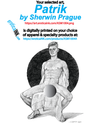 ASM1004A PATRIK BY SHERWINPRAGUE is artwork digitally printed on apparel and bags: t-shirt, tank, hoodie, denim jacket. black, white, red, blue, stonewash. S-3x. USA printed; Ships USA &amp; Interntl. You can also upload your own art