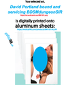 BM1001ALUM David Portland bound and servicing BDSMdungeonSIR is a photo digitally printed on aluminum sheet