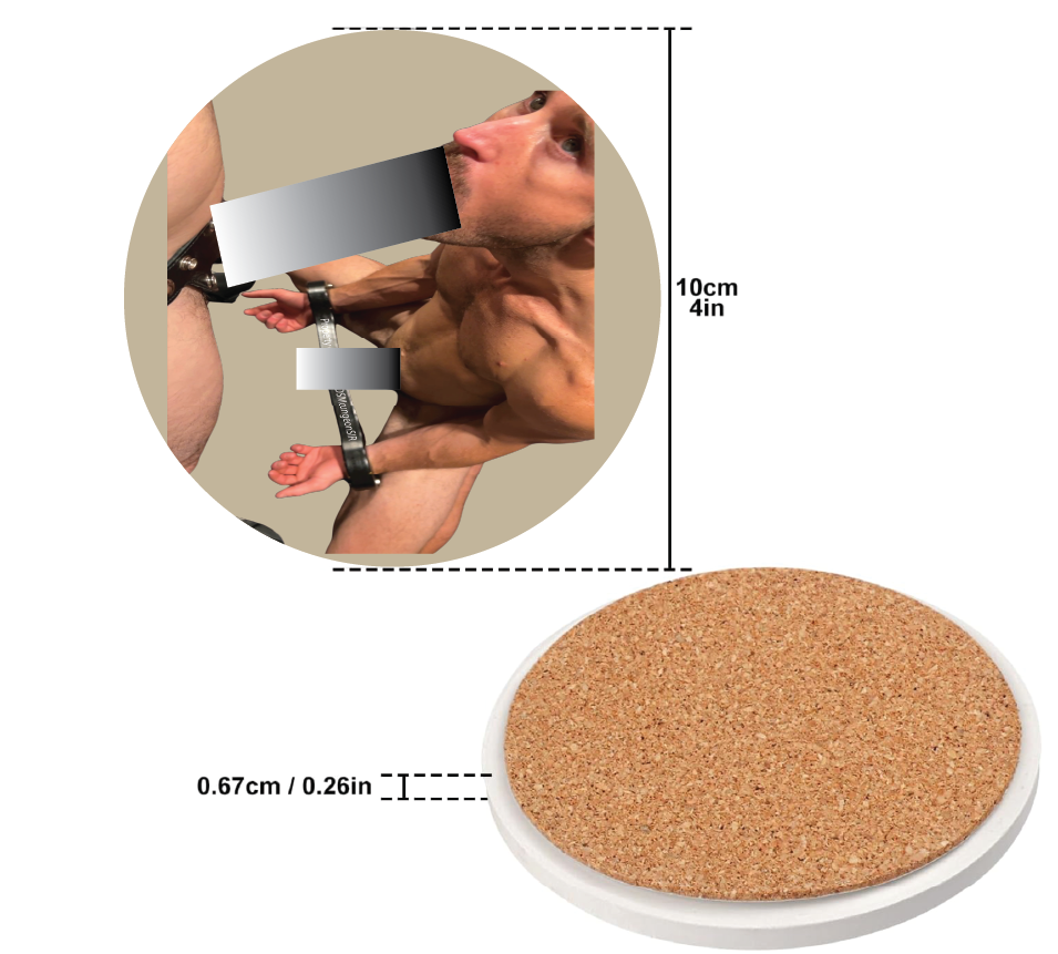 BM1001CSTR David Portland bound and servicing BDSMdungeonSIR is a photo digitally printed on coasters and koozies: stone coasters, car coaster, rubber back coaster, neoprene can koozie, bottle koozie with zipper