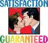 M1010A SATISFACTION GUARANTEED is artwork digitally printed on apparel and bags: t-shirt, tank, hoodie, denim jacket. black, white, red, blue, stonewash. S-3x. USA printed; Ships USA &amp; Interntl. You can also upload your own art
